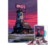 Puzzles for Teenagers 1000 Piece Neon Outpost Wasteland Inn Educational Challenge But Fun And Humorous Relaxing Games for 14+ Puzzle Game Offered (38x26cm)