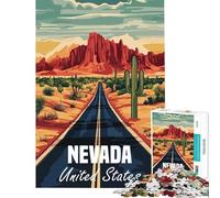 Puzzles for Teenagers 1000 Piece Nevada Desert Road Poster Help The Brain Exercise Difficult Hard Family Game Suitable for People Aged 14 And Above (38x52cm)