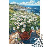 Puzzles for Teenagers 1000 Piece Ocean View Daisies Puzzles for Adults Brain Teaser Game Improve Memory Fun Activities at Home 38x26cm/1000pcs