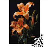 Puzzles for Teenagers 1000 Piece Orange Tiger Lily Flowers Jigsaw for Adults Brain Teaser Game Analysis And Logic Challenging Game Gifts 70x50cm/1000pcs
