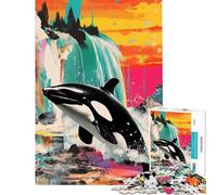 Puzzles for Teenagers 1000 Piece Orca Whale Killer Collage Fun at Home Activities, Wall Art Educational Games Suitable for People Aged 14 And Above (50x75cm)