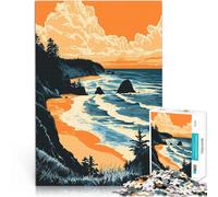 Puzzles for teenagers 1000 Piece Oregon Coast Beach Sunset Art Für Familienspaß Künstlersammlung, Bildende Kunst38x26cm