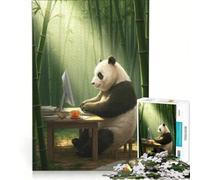 Puzzles for Teenagers 1000 Piece Panda Working in Bamboo Forest, Educational Game, Difficult Hard, Artists' Collection, Fine Arts 38x52cm