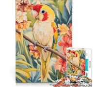 Puzzles for Teenagers 1000 Piece Parrot in Tropical Flowers, Educational Game, Difficult Hard, Artists' Collection, Fine Arts 38x26cm