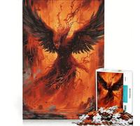 Puzzles for Teenagers 1000 Piece Phoenix Flying Out of Fire, Educational Game, Difficult Hard, Artists' Collection, Fine Arts 38x26cm