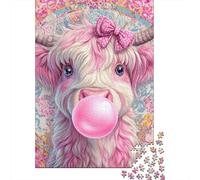 Puzzles for Teenagers 1000 Piece Pink Cow Bubble Gum Puzzles for Adults Brain Teaser Game Improve Memory Fun Activities at Home 38x26cm/1000pcs
