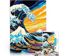 Puzzles for teenagers 1000 Piece Pop Art Vision of The Great Wave of Kanagawa Quizspiel Kunstwerk Geschenk38x26cm