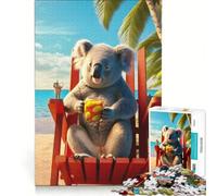 Puzzles for Teenagers 1000 Piece Raccoon Healing The Beach Educational Game Difficult Hard Artists' Collection Fine Arts 38x52cm