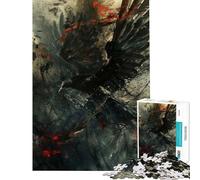 Puzzles for Teenagers 1000 Piece Raven in Chaos Puzzles for Adults Family Games Difficult Challenge Fun Activities at Home (Size 38x26cm)