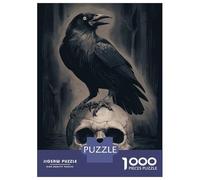 Puzzles for Teenagers 1000 Piece Raven on Skull Puzzles for Adults Brain Teaser Game Improve Memory Fun Activities at Home 70x50cm/1000pcs