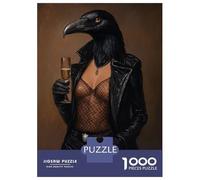 Puzzles for Teenagers 1000 Piece Raven Woman in Leather Jigsaw Puzzle Brain Teaser Game Presents for Women Christmas Birthday Gifts 52x38cm/1000pcs