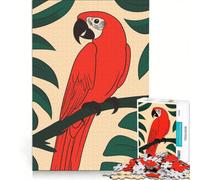 Puzzles for Teenagers 1000 Piece Red Parrot on Branch with Green Leaves Educational Game Difficult Hard Artists' Collection Fine Arts 50x75cm