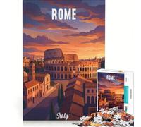 Puzzles for Teenagers 1000 Piece Rome Italy Sunset, Hands-on Game, Staycation Kill Time, with Matching Poster And Trivia Sheet 38x52cm