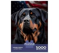 Puzzles for Teenagers 1000 Piece Rottweiler USA Flag Puzzles for Adults Toy Wall Decor Analysis And Logic Challenging Game Gifts 52x38cm/1000pcs