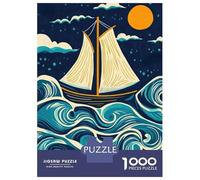 Puzzles for Teenagers 1000 Piece Sailboat on The Waves Puzzles for Adults Brain Teaser Game Improve Memory Fun Activities at Home 52x38cm/1000pcs