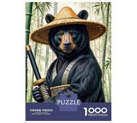 Puzzles for Teenagers 1000 Piece Samurai Bear Bamboo Forest Jigsaw Puzzle Relaxing Games Difficult Challenge Fun Activities at Home 70x50cm/1000pcs