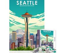Puzzles for Teenagers 1000 Piece Seattle Washington Travel Fun Interactive Family Experience Wonderful Holiday Giftsing Choice (50X75cm)