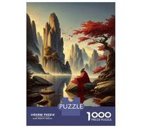 Puzzles for Teenagers 1000 Piece Serene Zen Landscape with Red Maple Tree Jigsaw for Adults Brain Teaser Game Analysis And Logic Challenging Game Gifts 70x50cm/1000pcs