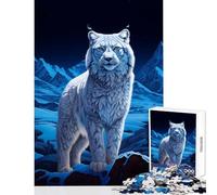Puzzles for Teenagers 1000 Piece Silver Sentinel Lynx Fun Interactive Family Experience Wonderful Holiday Giftsing Choice (50X75cm)
