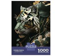 Puzzles for Teenagers 1000 Piece Silver Tiger Flowers Jigsaw Puzzle Brain Teaser Game Presents for Women Christmas Birthday Gifts 38x26cm/1000pcs