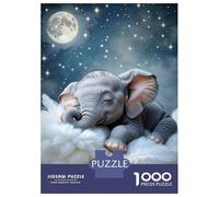 Puzzles for Teenagers 1000 Piece Sleeping Baby Elephant on Cloud Jigsaw Puzzle Brain Teaser Game Presents for Women Christmas Birthday Gifts 38x26cm/1000pcs