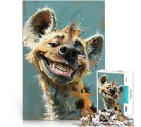 Puzzles for teenagers 1000 Piece Smiling Hyena Portrait Herausforderndes Spiel Die Liebe zwischen Paaren stärken50x70cm