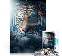 Puzzles for teenagers 1000 Piece snow wild tiger face Lernspiele DIY Spielzeug mit passendem Poster und Quizblatt52x38cm