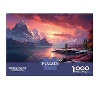 Puzzles for Teenagers 1000 Piece Snowy Mountain Sunset Landscape Jigsaw Puzzle Brain Teaser Game Presents for Women Christmas Birthday Gifts 52x38cm/1000pcs