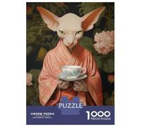 Puzzles for Teenagers 1000 Piece Sphynx Cat with Kimono Puzzles for Adults Toy Wall Decor Analysis And Logic Challenging Game Gifts 52x38cm/1000pcs