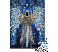 Puzzles for Teenagers 1000 Piece Stained Glass Angel Guardian Puzzles for Adults Brain Teaser Game Improve Memory Fun Activities at Home 70x50cm/1000pcs