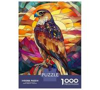Puzzles for Teenagers 1000 Piece Stained Glass Falcon Puzzles for Adults Brain Teaser Game Improve Memory Fun Activities at Home 70x50cm/1000pcs