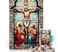 Puzzles for teenagers 1000 Piece Stained Glass Jesus for Educational Game Challenge Toy is ideal as gifts for the whole family 50x70cm