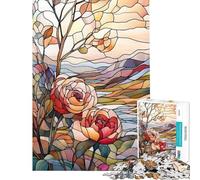 Puzzles for Teenagers 1000 Piece Stained Glass Roses Educational Games Learning Educational Toys Great Gifts And Toys Learning Educational (size 50x75cm)
