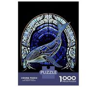 Puzzles for Teenagers 1000 Piece Stained Glass Whale Jigsaw Puzzle Brain Teaser Game Presents for Women Christmas Birthday Gifts 70x50cm/1000pcs