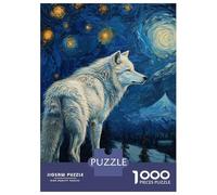 Puzzles for Teenagers 1000 Piece Starlit White Wolf Puzzles for Adults Brain Teaser Game Improve Memory Fun Activities at Home 70x50cm/1000pcs