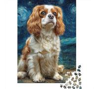 Puzzles for Teenagers 1000 Piece Starry Night Cavalier King Charles Spaniel Puzzles for Adults Brain Teaser Game Improve Memory Fun Activities at Home 70x50cm/1000pcs