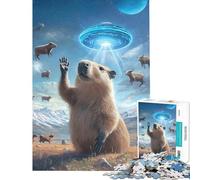 Puzzles for Teenagers 1000 Piece Surreal Capybara Cult From Future Fun Activities at Home Home Art Decor Educational Games Suitable for People Aged 14 And Above (38x26cm)