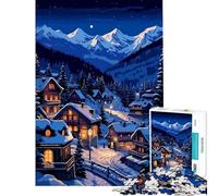 Puzzles for Teenagers 1000 Piece Swiss Alps Snow Village Toys Educational Games Educational Game Learning Educational Gifts for Women Men (size 38x26cm)