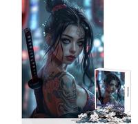 Puzzles for Teenagers 1000 Piece Tattooed Samurai Girl Fun Interactive Family Experience Wonderful Holiday Giftsing Choice (50X75cm)
