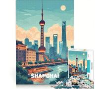 Puzzles for Teenagers 1000 Piece The Bund Skyline Shanghai, Relaxing Games, Difficult And Challenge, Every Piece Is Unique 50x75cm