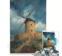 Puzzles for Teenagers 1000 Piece The Old Stone Windmill Brain Teaser Game Challenging To Complete Deal As Gifts for The Whole Family 38x26cm