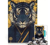Puzzles for Teenagers 1000 Piece Tiger in Kimono Brain Teaser Game Challenging To Complete Deal As Gifts for The Whole Family 50x75cm