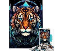 Puzzles for Teenagers 1000 Piece Tiger Stained Glass Help The Brain Exercise Difficult Hard Family Game Suitable for People Aged 14 And Above (50x75cm)
