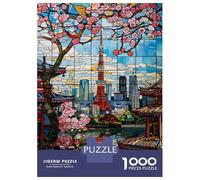 Puzzles for Teenagers 1000 Piece Tokyo Cherry Blossoms Jigsaw Puzzle Brain Teaser Game Presents for Women Christmas Birthday Gifts 38x26cm/1000pcs