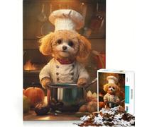 Puzzles for Teenagers 1000 Piece Toy Poodle Chef Brain Teaser Game Challenging To Complete Deal As Gifts for The Whole Family 38x26cm
