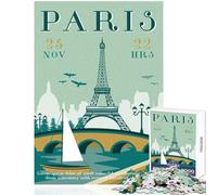 Puzzles for Teenagers 1000 Piece Travel to Paris Educational Games Learning Educational Toy Wall Decor Train Your Brain And Hands (50x75cm)