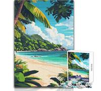 Puzzles for Teenagers 1000 Piece Tropical Beach Paradise Illustration Unique Challenge Game But Fun And Humorous Toy Wall Decor Size 38x26cm