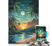 Puzzles for Teenagers 1000 Piece Tropical Sunset Paradise, Hands-on Game, Staycation Kill Time, with Matching Poster And Trivia Sheet 38x52cm