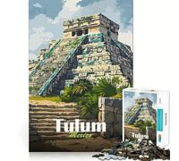 Puzzles for Teenagers 1000 Piece Tulum Mayan Ruins Neat Cut Decor Creative Fun Toy Peace Game Play Christmas Art Piece(38x26cm)