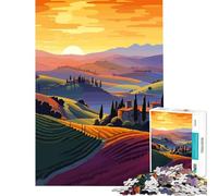 Puzzles for Teenagers 1000 Piece Tuscany Sunset Italy Art Learning Educational Toys Family Game for The Whole for Women Men (Size 75x50cm)